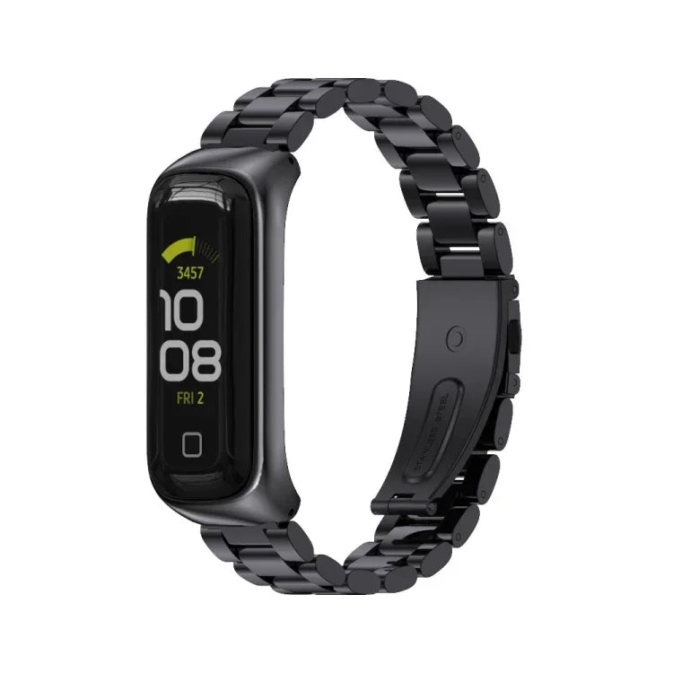 MIJOBS Three-bead Metal Stainless Steel Watch Band, For Samsung Galaxy Fit 2