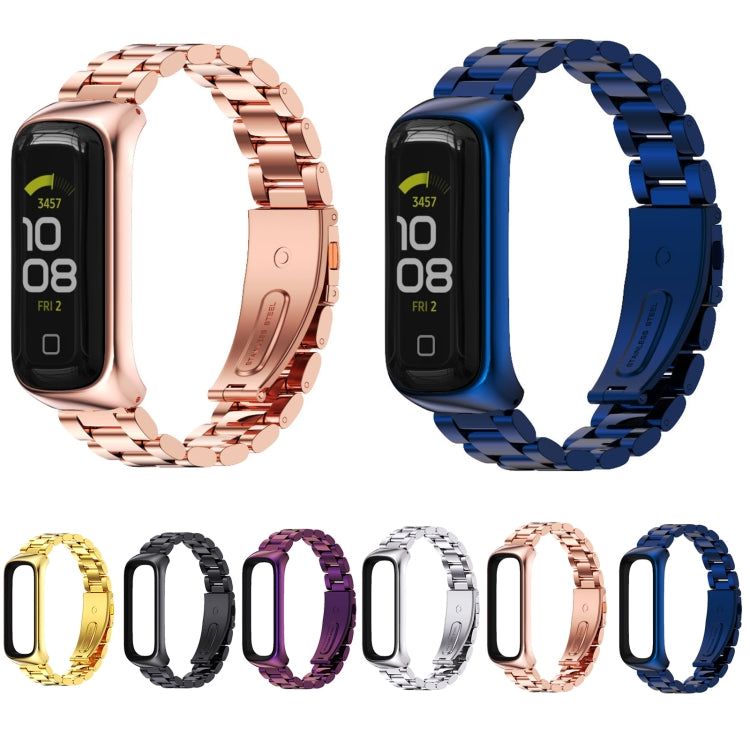 MIJOBS Three-bead Metal Stainless Steel Watch Band, For Samsung Galaxy Fit 2