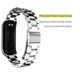 MIJOBS Three-bead Metal Stainless Steel Watch Band, For Samsung Galaxy Fit 2