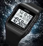 SKMEI 1960 Stainless Steel Buckle Silicone Strap Waterproof Electronic Watch, 1960 Black Gold, 1960 Black and White Machine, 1960 Black and Black Machine, 1960 Blue