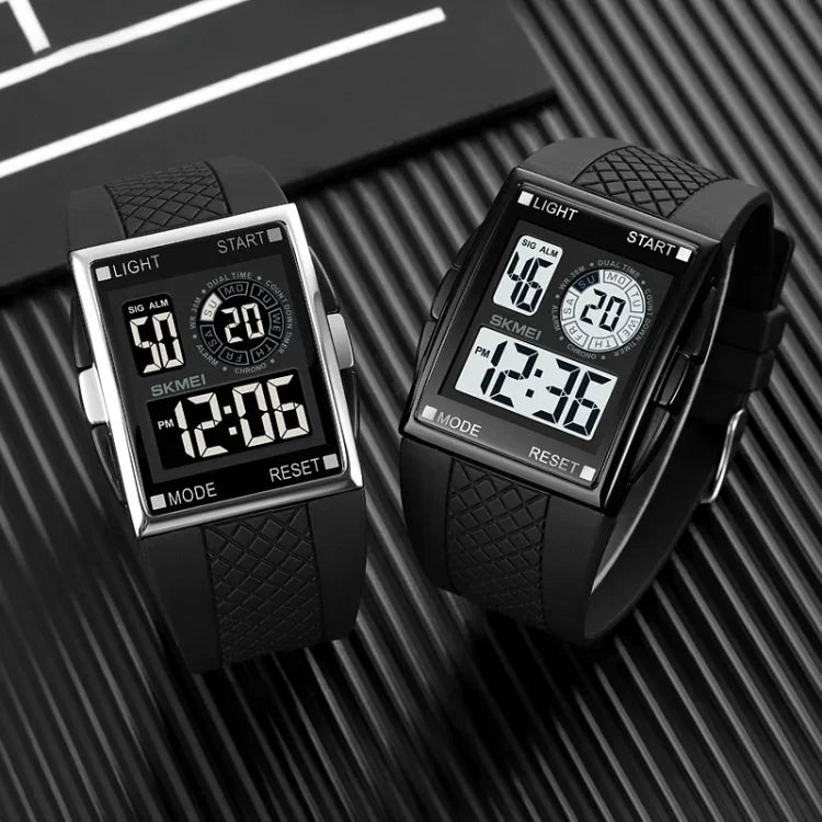SKMEI 1967 Stainless Steel Buckle PU Strap Waterproof Electronic Watch