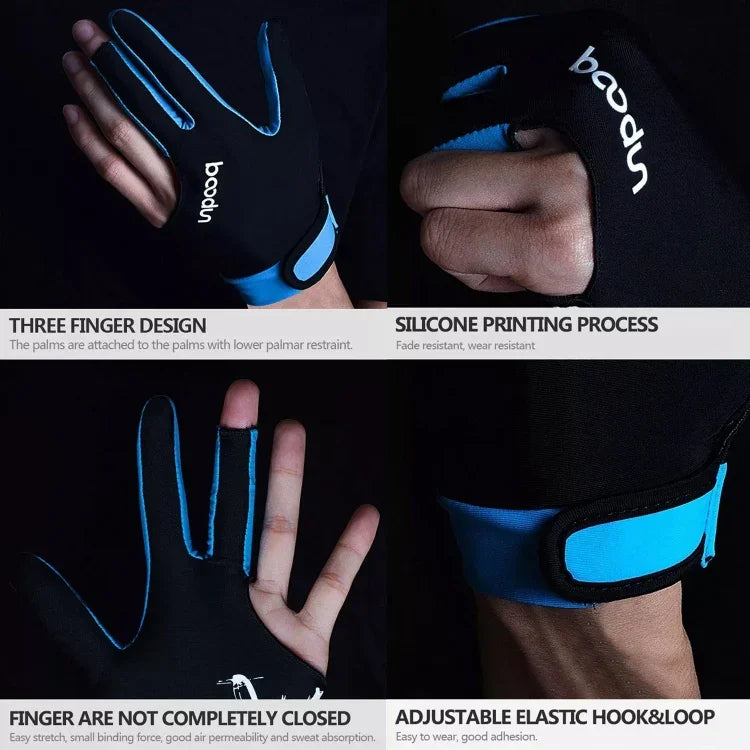 BOODUN M050912 Thin Breathable Men and Women Billiards Three Finger Single Gloves, M, L