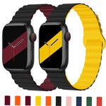 Reverse Buckle Magnetic Silicone Watch Band For Apple Watch Series, 7 45mm / 6&SE&5&4 44mm / 3&2&1 42mm, 7 41mm / 6&SE&5&4 40mm / 3&2&1 38mm