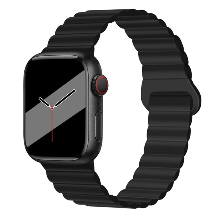 Reverse Buckle Magnetic Silicone Watch Band For Apple Watch Series, 7 45mm / 6&SE&5&4 44mm / 3&2&1 42mm, 7 41mm / 6&SE&5&4 40mm / 3&2&1 38mm