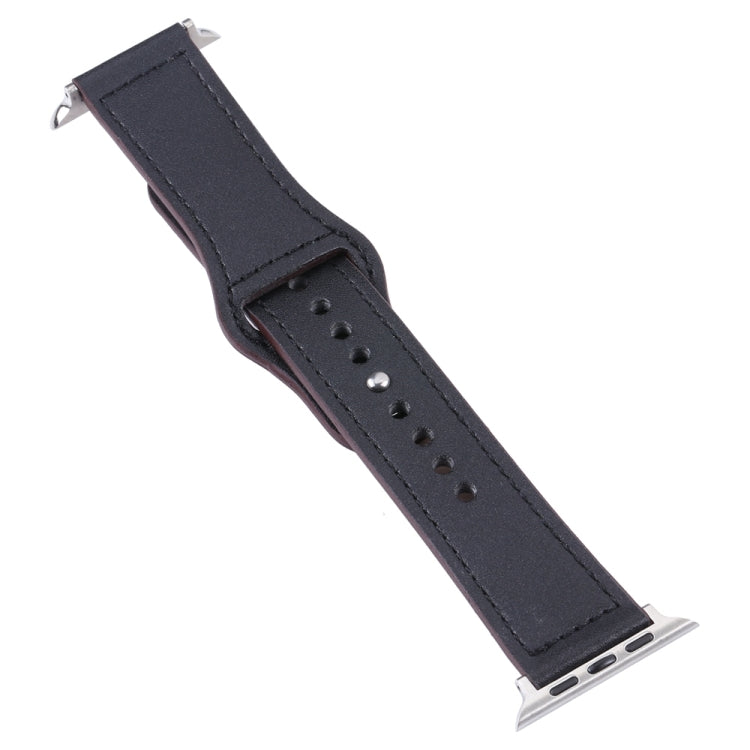 PU Leather Silver Buckle Watch Band For Apple Watch Series, 7 45mm / 6&SE&5&4 44mm / 3&2&1 42mm, 7 41mm / 6&SE&5&4 40mm / 3&2&1 38mm