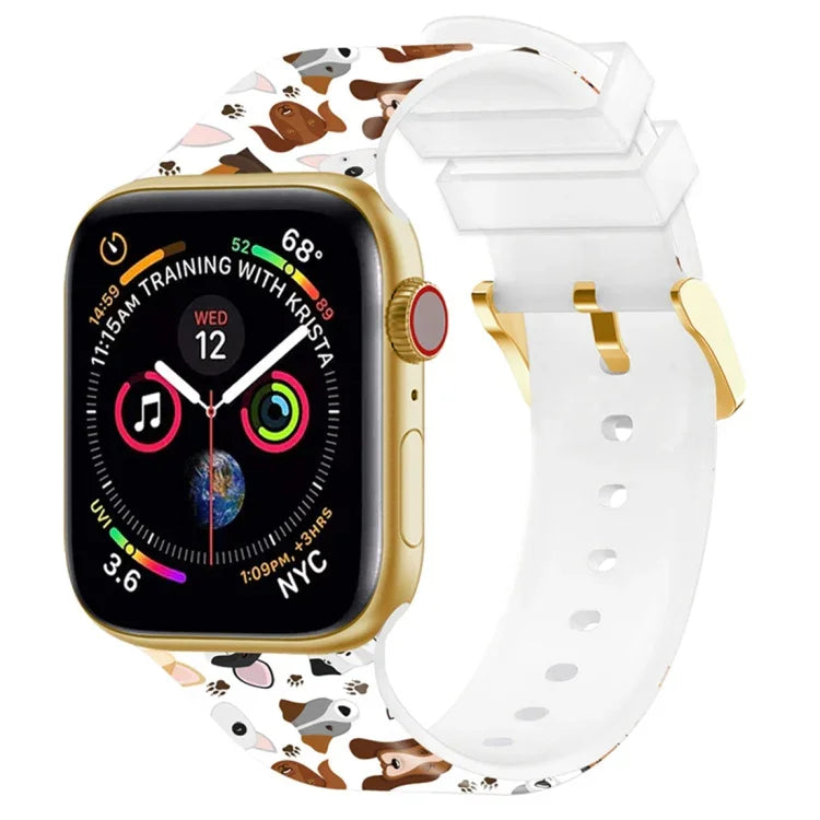 Square Buckle Color Printing Watch Band For Apple Watch Series, 7 45mm / 6&SE&5&4 44mm / 3&2&1 42mm, 7 41mm / 6&SE&5&4 40mm / 3&2&1 38mm