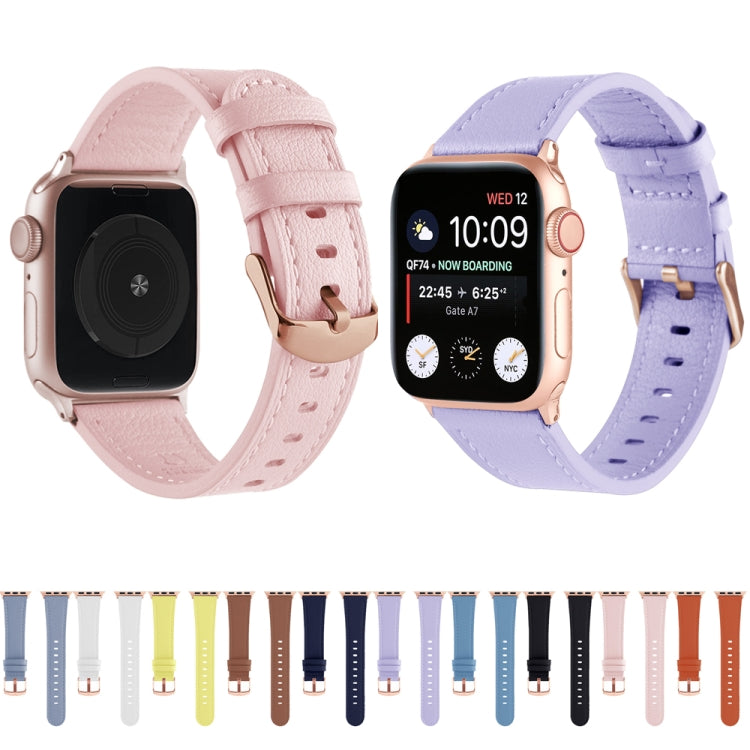 Universal Genuine Leather Watch Band For Apple Watch Series, 7 45mm / 6&SE&5&4 44mm / 3&2&1 42mm, 7 41mm / 6&SE&5&4 40mm / 3&2&1 38mm