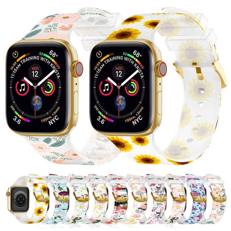 Square Buckle Transparent Watch Band For Apple Watch Series, 7 45mm / 6&SE&5&4 44mm / 3&2&1 42mm, 7 41mm / 6&SE&5&4 40mm / 3&2&1 38mm