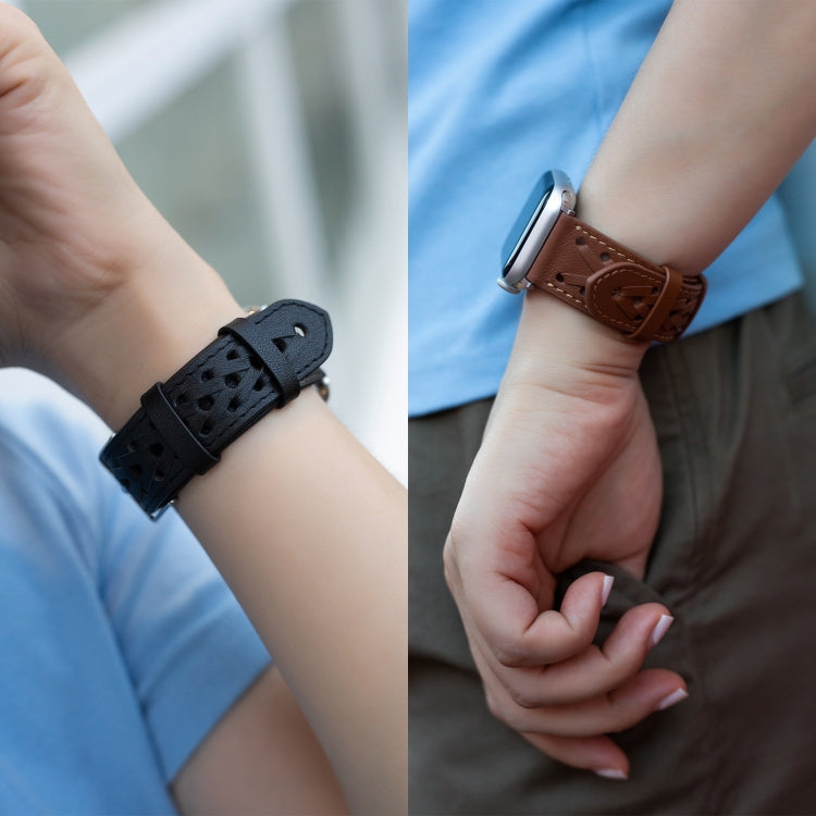 Genuine Leather Woven Watch Strap For Apple Watch Series, 7 45mm / 6&SE&5&4 44mm / 3&2&1 42mm, 7 41mm / 6&SE&5&4 40mm / 3&2&1 38mm