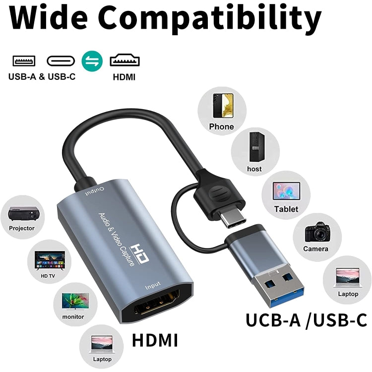 بطاقة التقاط فيديو HDMI/M إلى USB-Type C/M، Z29