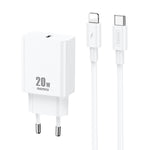 شاحن REMAX RP-U5 Extreme 2 Series 20 واط PD + مجموعة كابل بيانات USB-C / Type-C إلى 8 سنون للشحن السريع بطول 1 متر، قابس الصين، قابس الاتحاد الأوروبي، قابس الولايات المتحدة