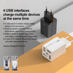 شاحن سريع REMAX RP-U43 بأربعة منافذ USB بقوة 3.4A، قابس الاتحاد الأوروبي، قابس المملكة المتحدة
