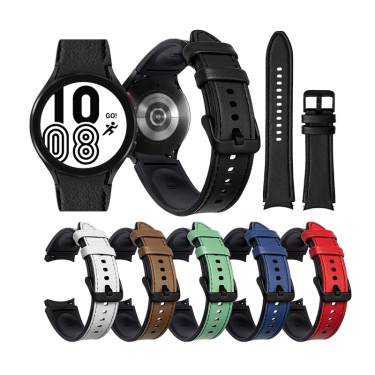 Silicone + Leather Black Buckle Watch Band, For Samsung Galaxy Watch5 Pro 45mm/5 44mm/5 40mm