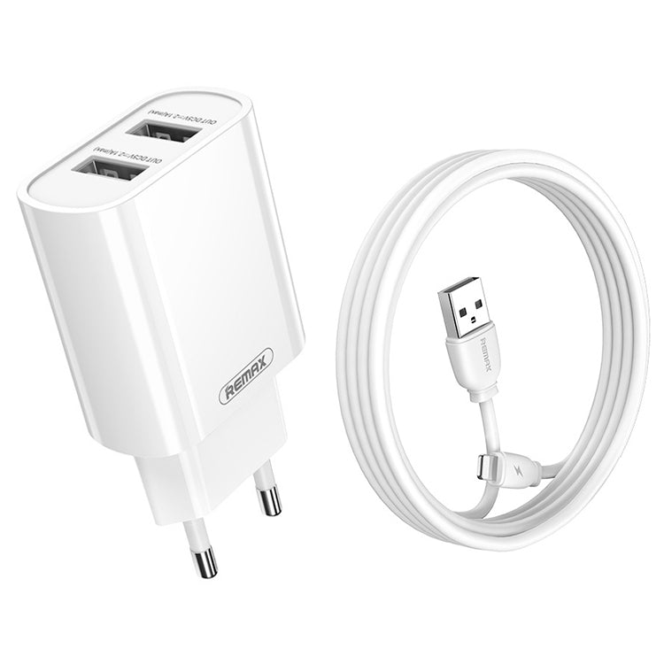مجموعة شاحن سريع REMAX RP-U35 سلسلة Jane بمنفذين USB بقوة 2.1 أمبير، 8 دبابيس، Micro USB، USB-C/Type-C