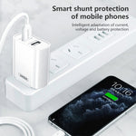 مجموعة شاحن سريع REMAX RP-U35 سلسلة Jane بمنفذين USB بقوة 2.1 أمبير، 8 دبابيس، Micro USB، USB-C/Type-C