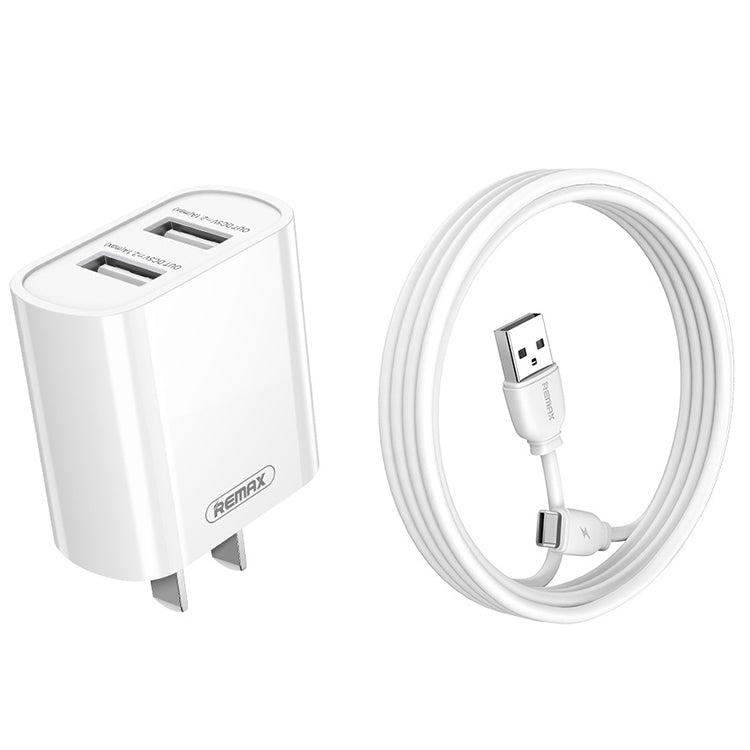 مجموعة شاحن سريع REMAX RP-U35 سلسلة Jane بمنفذين USB بقوة 2.1 أمبير، 8 دبابيس، Micro USB، USB-C/Type-C