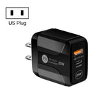 شاحن سفر بمنافذ PD Type-C بقوة 25 واط + USB QC3.0، قابس الولايات المتحدة، قابس الاتحاد الأوروبي