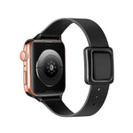 Magnetic Black Square Buckle Watch Band For Apple Watch Series, 7 45mm / 6&SE&5&4 44mm / 3&2&1 42mm, 7 41mm / 6&SE&5&4 40mm / 3&2&1 38mm