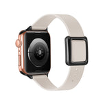 Magnetic Black Square Buckle Watch Band For Apple Watch Series, 7 45mm / 6&SE&5&4 44mm / 3&2&1 42mm, 7 41mm / 6&SE&5&4 40mm / 3&2&1 38mm