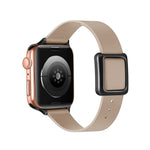 Magnetic Black Square Buckle Watch Band For Apple Watch Series, 7 45mm / 6&SE&5&4 44mm / 3&2&1 42mm, 7 41mm / 6&SE&5&4 40mm / 3&2&1 38mm