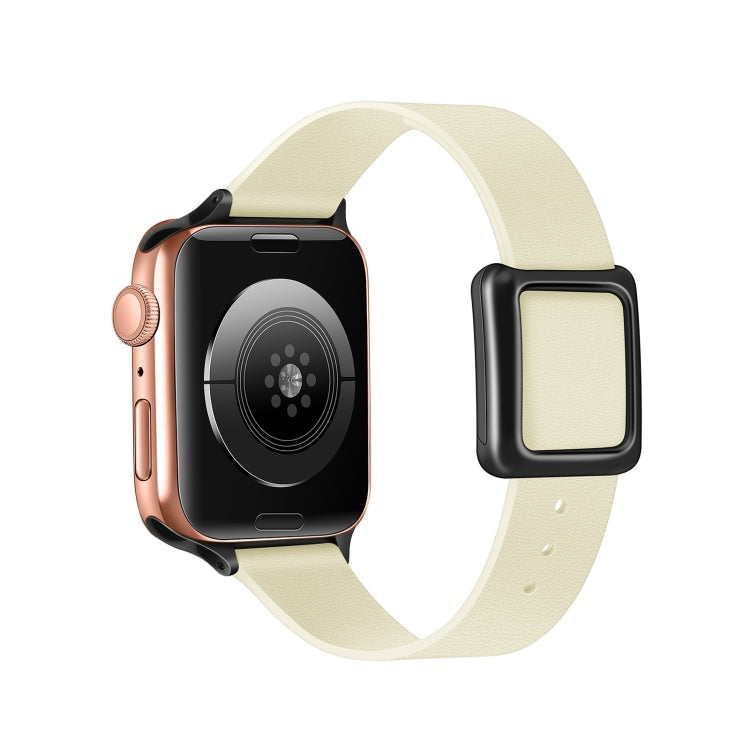 Magnetic Black Square Buckle Watch Band For Apple Watch Series, 7 45mm / 6&SE&5&4 44mm / 3&2&1 42mm, 7 41mm / 6&SE&5&4 40mm / 3&2&1 38mm