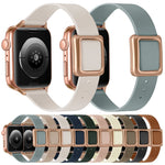 Magnetic Rose Gold Square Buckle Watch Band For Apple Watch Series, 7 45mm / 6&SE&5&4 44mm / 3&2&1 42mm, 7 41mm / 6&SE&5&4 40mm / 3&2&1 38mm