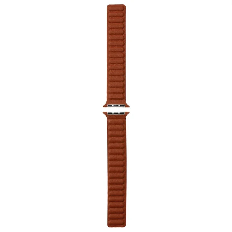 سوار ساعة جلد رفيع بحلقة مغناطيسية بلونين لسلسلة Apple Watch، 7 45مم / 6&SE&5&4 44مم / 3&2&1 42مم، 7 41مم / 6&SE&5&4 40مم / 3&2&1 38مم