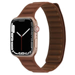 سوار ساعة جلد رفيع بحلقة مغناطيسية بلونين لسلسلة Apple Watch، 7 45مم / 6&SE&5&4 44مم / 3&2&1 42مم، 7 41مم / 6&SE&5&4 40مم / 3&2&1 38مم