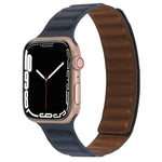 سوار ساعة جلد رفيع بحلقة مغناطيسية بلونين لسلسلة Apple Watch، 7 45مم / 6&SE&5&4 44مم / 3&2&1 42مم، 7 41مم / 6&SE&5&4 40مم / 3&2&1 38مم