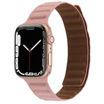 سوار ساعة جلد رفيع بحلقة مغناطيسية بلونين لسلسلة Apple Watch، 7 45مم / 6&SE&5&4 44مم / 3&2&1 42مم، 7 41مم / 6&SE&5&4 40مم / 3&2&1 38مم
