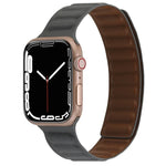 سوار ساعة جلد رفيع بحلقة مغناطيسية بلونين لسلسلة Apple Watch، 7 45مم / 6&SE&5&4 44مم / 3&2&1 42مم، 7 41مم / 6&SE&5&4 40مم / 3&2&1 38مم