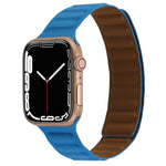 سوار ساعة جلد رفيع بحلقة مغناطيسية بلونين لسلسلة Apple Watch، 7 45مم / 6&SE&5&4 44مم / 3&2&1 42مم، 7 41مم / 6&SE&5&4 40مم / 3&2&1 38مم