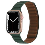 سوار ساعة جلد رفيع بحلقة مغناطيسية بلونين لسلسلة Apple Watch، 7 45مم / 6&SE&5&4 44مم / 3&2&1 42مم، 7 41مم / 6&SE&5&4 40مم / 3&2&1 38مم