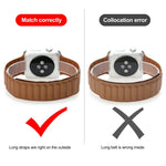 سوار ساعة جلد رفيع بحلقة مغناطيسية بلونين لسلسلة Apple Watch، 7 45مم / 6&SE&5&4 44مم / 3&2&1 42مم، 7 41مم / 6&SE&5&4 40مم / 3&2&1 38مم