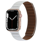 سوار ساعة جلد رفيع بحلقة مغناطيسية بلونين لسلسلة Apple Watch، 7 45مم / 6&SE&5&4 44مم / 3&2&1 42مم، 7 41مم / 6&SE&5&4 40مم / 3&2&1 38مم