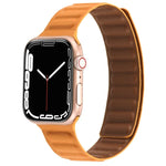 سوار ساعة جلد رفيع بحلقة مغناطيسية بلونين لسلسلة Apple Watch، 7 45مم / 6&SE&5&4 44مم / 3&2&1 42مم، 7 41مم / 6&SE&5&4 40مم / 3&2&1 38مم