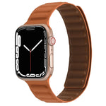 سوار ساعة جلد رفيع بحلقة مغناطيسية بلونين لسلسلة Apple Watch، 7 45مم / 6&SE&5&4 44مم / 3&2&1 42مم، 7 41مم / 6&SE&5&4 40مم / 3&2&1 38مم