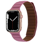 سوار ساعة جلد رفيع بحلقة مغناطيسية بلونين لسلسلة Apple Watch، 7 45مم / 6&SE&5&4 44مم / 3&2&1 42مم، 7 41مم / 6&SE&5&4 40مم / 3&2&1 38مم