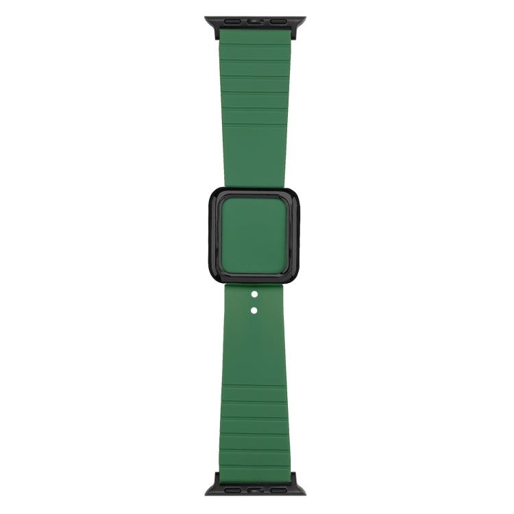 Black Square Buckle Silicone Watch Band For Apple Watch Series, 7 45mm / 6&SE&5&4 44mm / 3&2&1 42mm, 7 41mm / 6&SE&5&4 40mm / 3&2&1 38mm