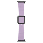 Black Square Buckle Silicone Watch Band For Apple Watch Series, 7 45mm / 6&SE&5&4 44mm / 3&2&1 42mm, 7 41mm / 6&SE&5&4 40mm / 3&2&1 38mm