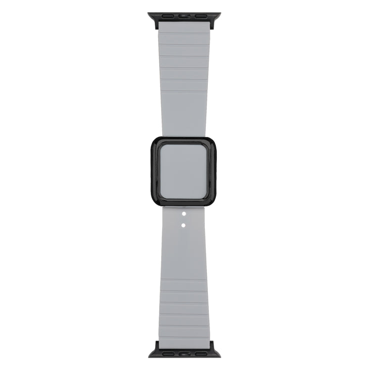Black Square Buckle Silicone Watch Band For Apple Watch Series, 7 45mm / 6&SE&5&4 44mm / 3&2&1 42mm, 7 41mm / 6&SE&5&4 40mm / 3&2&1 38mm