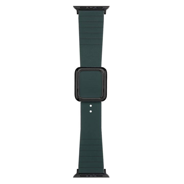 Black Square Buckle Silicone Watch Band For Apple Watch Series, 7 45mm / 6&SE&5&4 44mm / 3&2&1 42mm, 7 41mm / 6&SE&5&4 40mm / 3&2&1 38mm