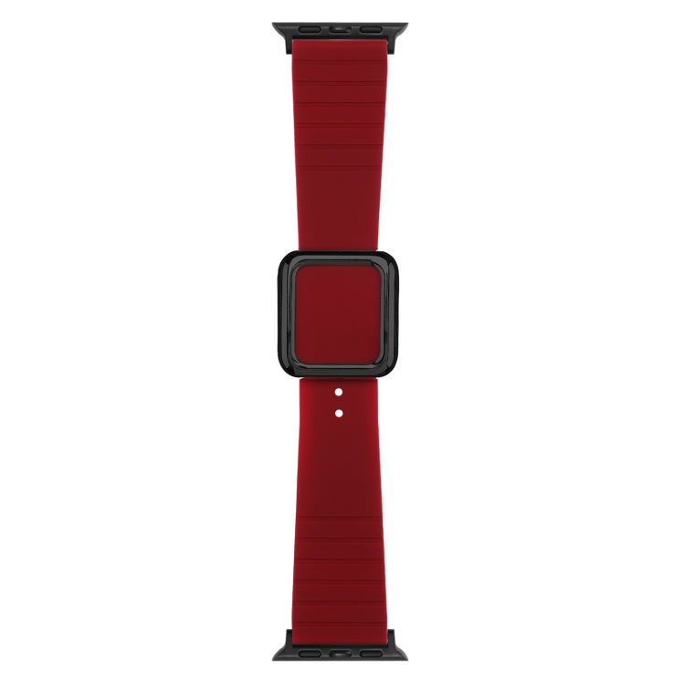 Black Square Buckle Silicone Watch Band For Apple Watch Series, 7 45mm / 6&SE&5&4 44mm / 3&2&1 42mm, 7 41mm / 6&SE&5&4 40mm / 3&2&1 38mm