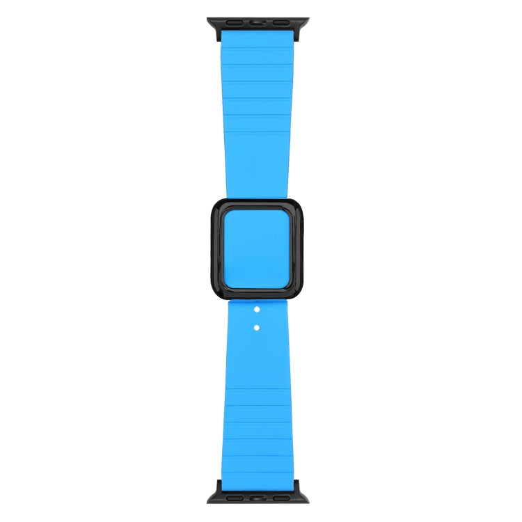 Black Square Buckle Silicone Watch Band For Apple Watch Series, 7 45mm / 6&SE&5&4 44mm / 3&2&1 42mm, 7 41mm / 6&SE&5&4 40mm / 3&2&1 38mm