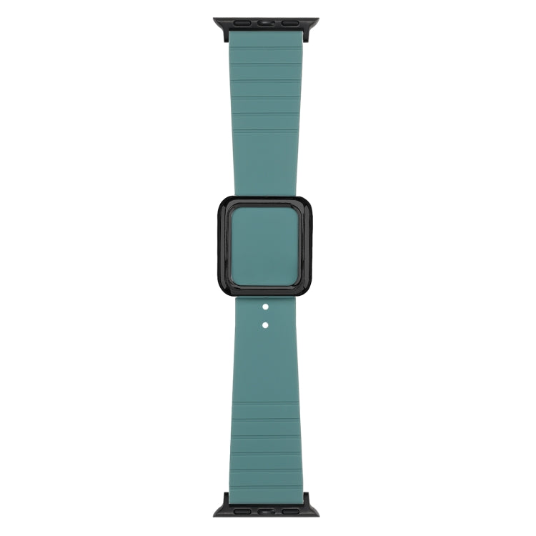 Black Square Buckle Silicone Watch Band For Apple Watch Series, 7 45mm / 6&SE&5&4 44mm / 3&2&1 42mm, 7 41mm / 6&SE&5&4 40mm / 3&2&1 38mm