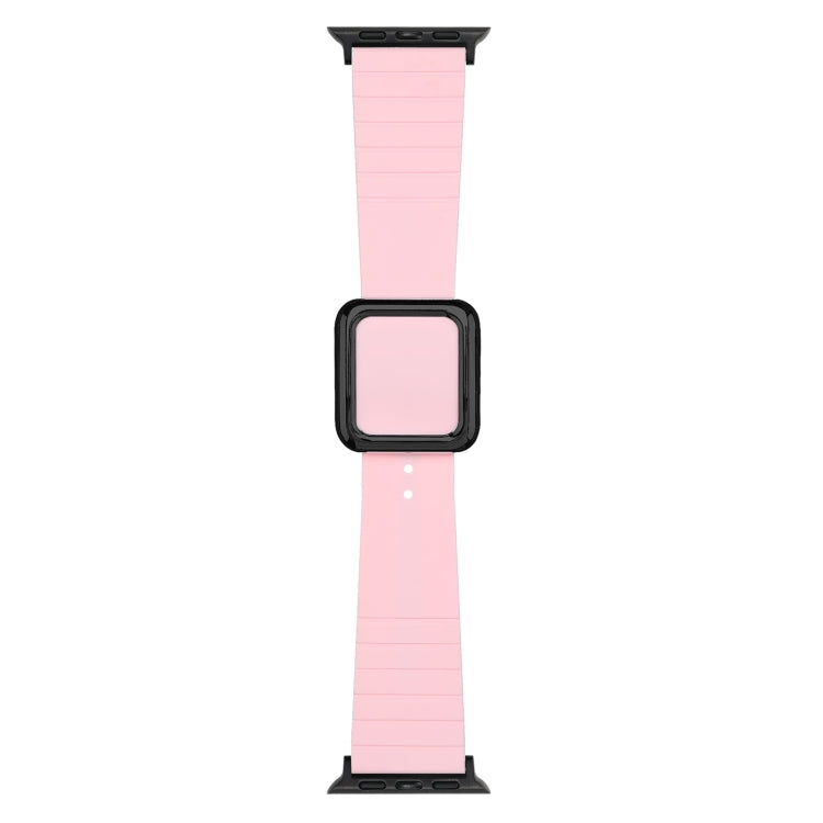 Black Square Buckle Silicone Watch Band For Apple Watch Series, 7 45mm / 6&SE&5&4 44mm / 3&2&1 42mm, 7 41mm / 6&SE&5&4 40mm / 3&2&1 38mm