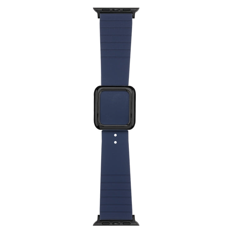Black Square Buckle Silicone Watch Band For Apple Watch Series, 7 45mm / 6&SE&5&4 44mm / 3&2&1 42mm, 7 41mm / 6&SE&5&4 40mm / 3&2&1 38mm