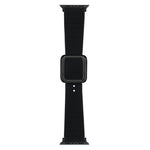 Black Square Buckle Silicone Watch Band For Apple Watch Series, 7 45mm / 6&SE&5&4 44mm / 3&2&1 42mm, 7 41mm / 6&SE&5&4 40mm / 3&2&1 38mm