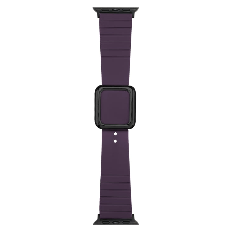 Black Square Buckle Silicone Watch Band For Apple Watch Series, 7 45mm / 6&SE&5&4 44mm / 3&2&1 42mm, 7 41mm / 6&SE&5&4 40mm / 3&2&1 38mm