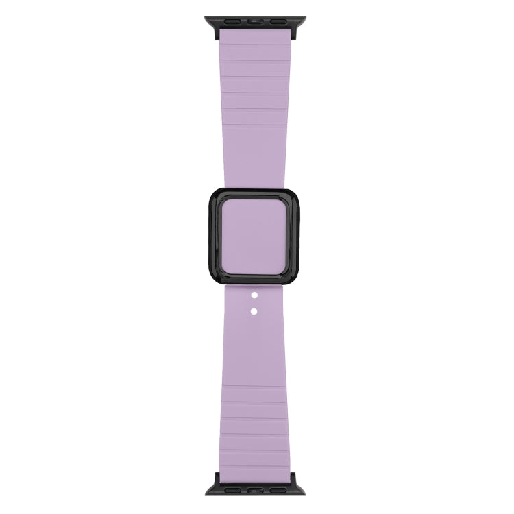 Black Square Buckle Silicone Watch Band For Apple Watch Series, 7 45mm / 6&SE&5&4 44mm / 3&2&1 42mm, 7 41mm / 6&SE&5&4 40mm / 3&2&1 38mm